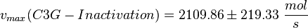 v_{max}(C3G-Inactivation) =  2109.86 \pm 219.33\ \frac{mol}{s} 