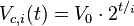 V_{c,i}(t)=V_{0}\cdot 2^{t/τ_{i}}