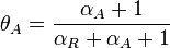 \theta_{A}=\frac{\alpha_{A}+1}{\alpha_{R}+\alpha_{A}+1}