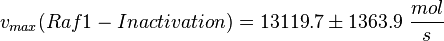 v_{max}(Raf1-Inactivation) =  13119.7 \pm 1363.9\ \frac{mol}{s} 