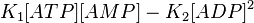 K_{1}[ATP][AMP] - K_{2}[ADP]^2